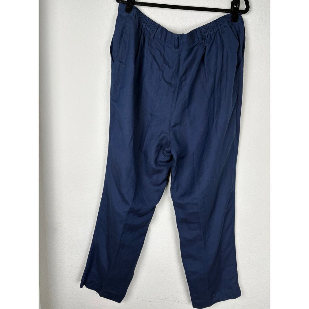 Jessica London Womens Linen Navy Blue Pants Plus Size 20 Elastic Waist Lining - Picture 2 of 13